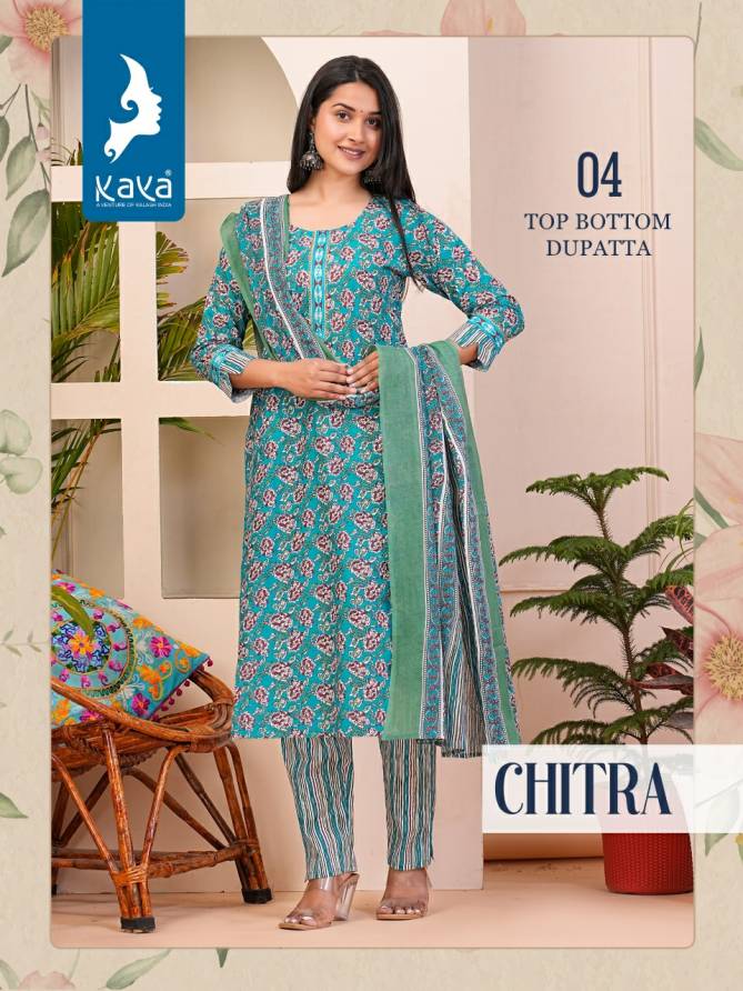 Chitra By Kaya Straight Cut Cotton Printed Kurti With Bottom Dupatta Wholesale Price In Surat